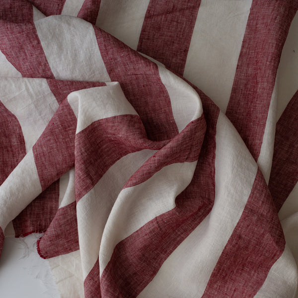 Rosewood Broadstripe Extra Wide 100% Linen Fabric