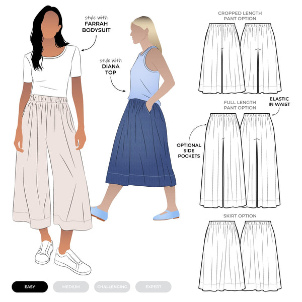 Rumi Woven Skirt and Pant Sewing Pattern