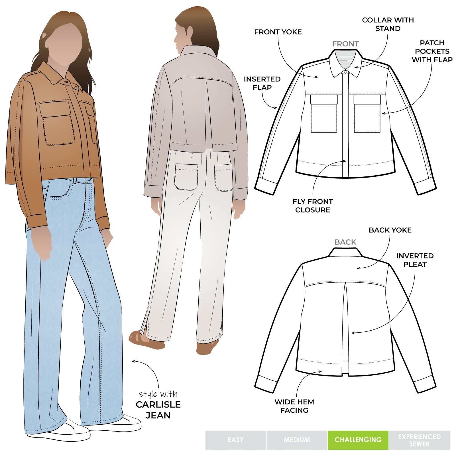Logan Oversized Shacket Pattern | Trendy Shirt-Style Jacket Design – de ...