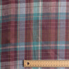 Vineyard Plaid linen fabric with wine-toned and rustic neutral yarn-dyed stripes, 100% linen, 130 GSM, 60 LEA.
