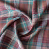 Vineyard Plaid linen fabric with wine-toned and rustic neutral yarn-dyed stripes, 100% linen, 130 GSM, 60 LEA.
