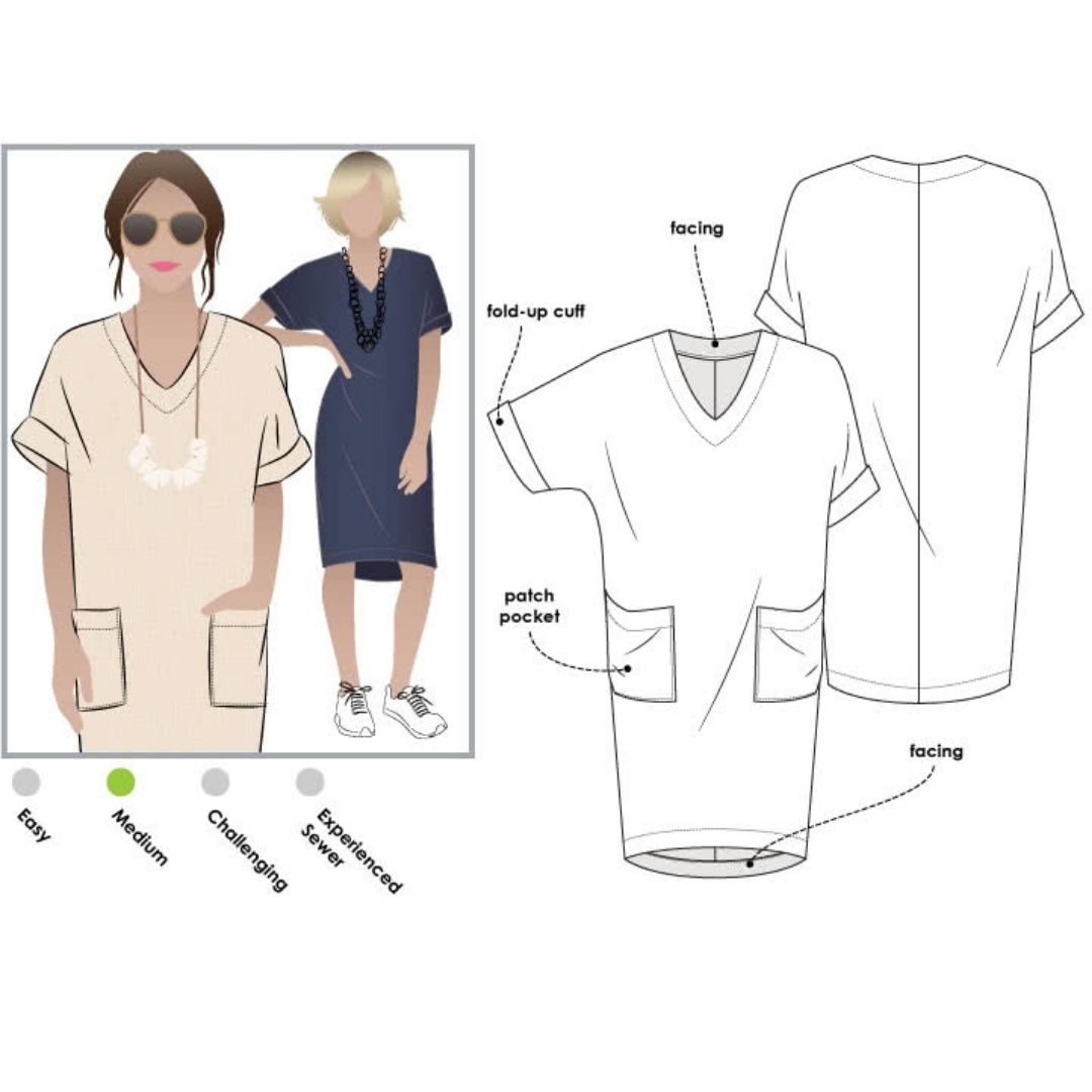 Adeline Dress Multi-Size Sewing Pattern - hard copy