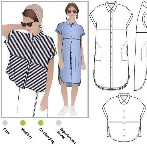 Blaire Shirt & Dress Multi-Size Sewing Pattern - hard copy