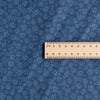 Classic Blue Print Flower Linen Fabric with light blue floral design on dark background