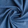 “Classic Blue Print Flower Linen Fabric with light blue floral design on dark background.