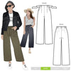 Trendy Clare Pant pattern with a wide leg, fashionable 7/8th length, and elastic waist, designed for a chic and slimming silhouette