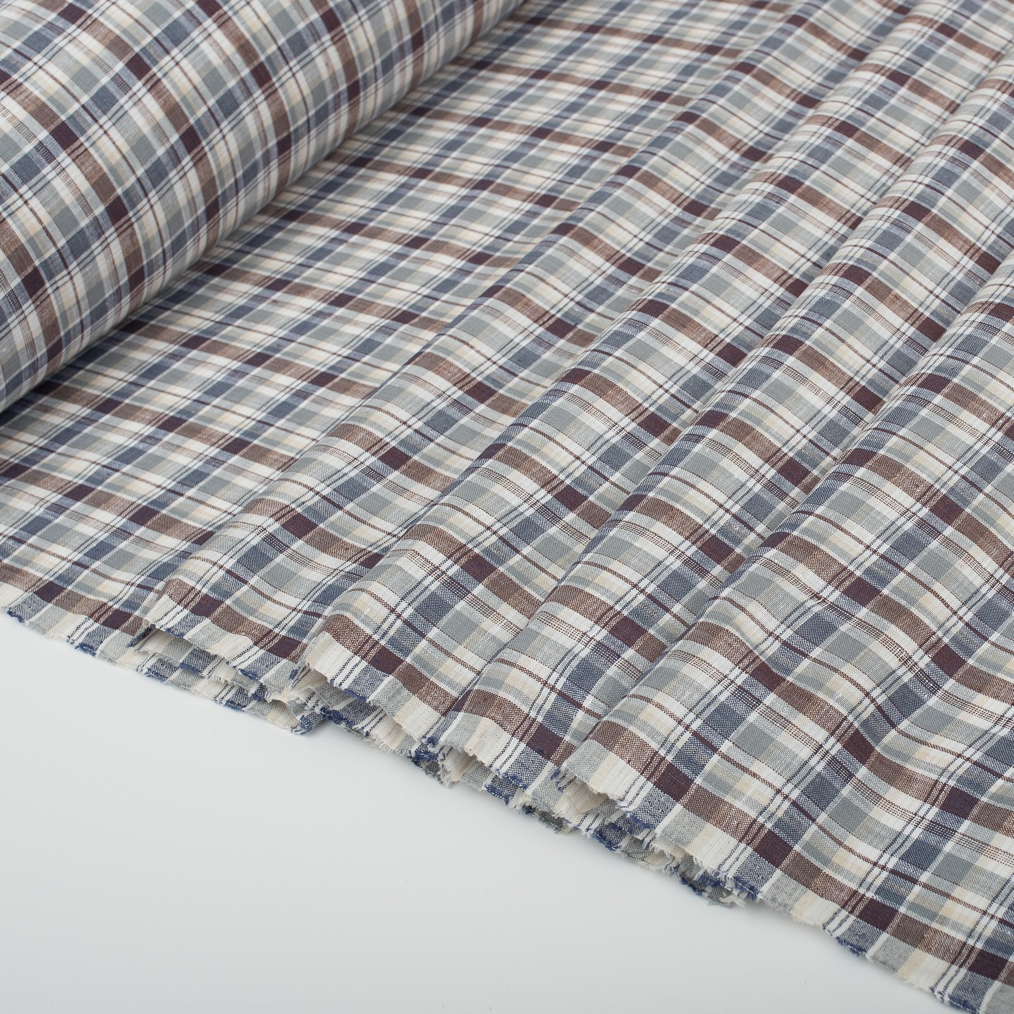 Classic Plaid 100% French Flax Linen Fabric