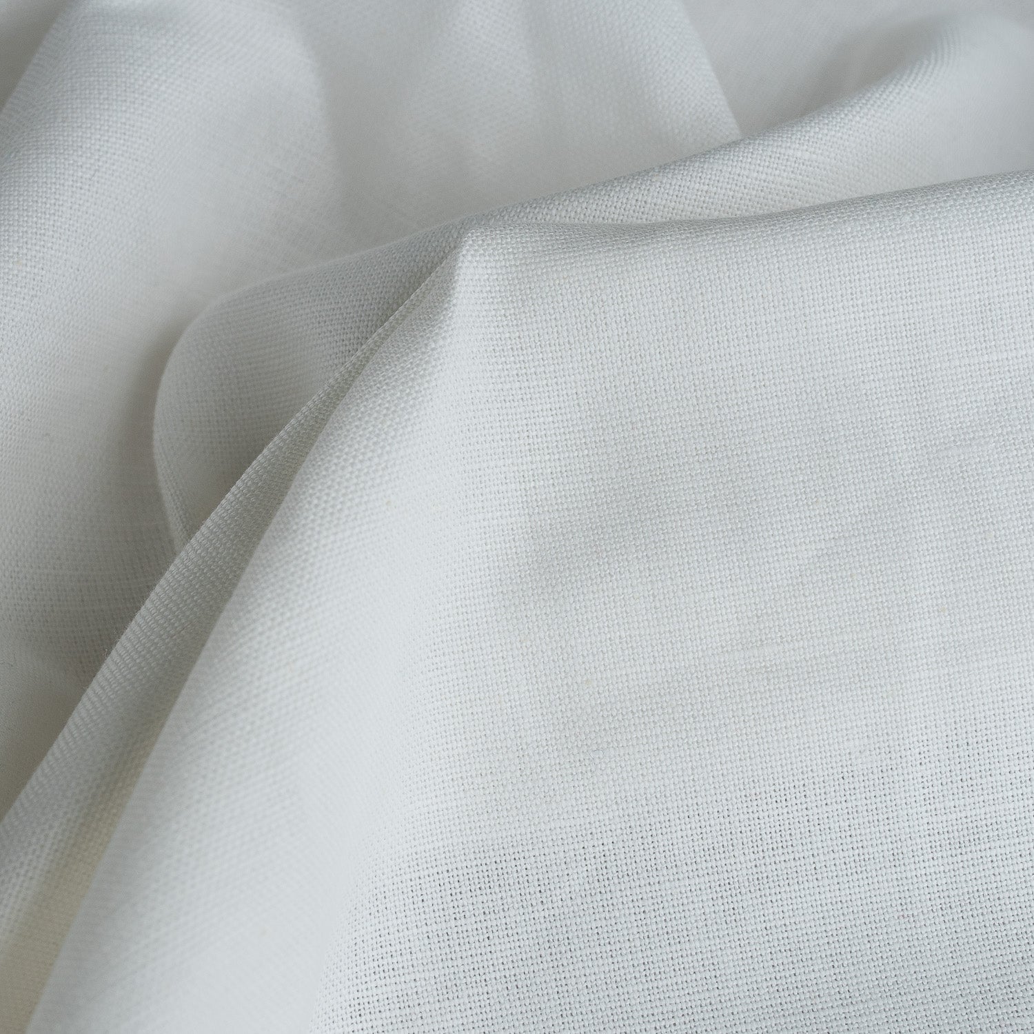 Crisp White Linen Blend Fabric
