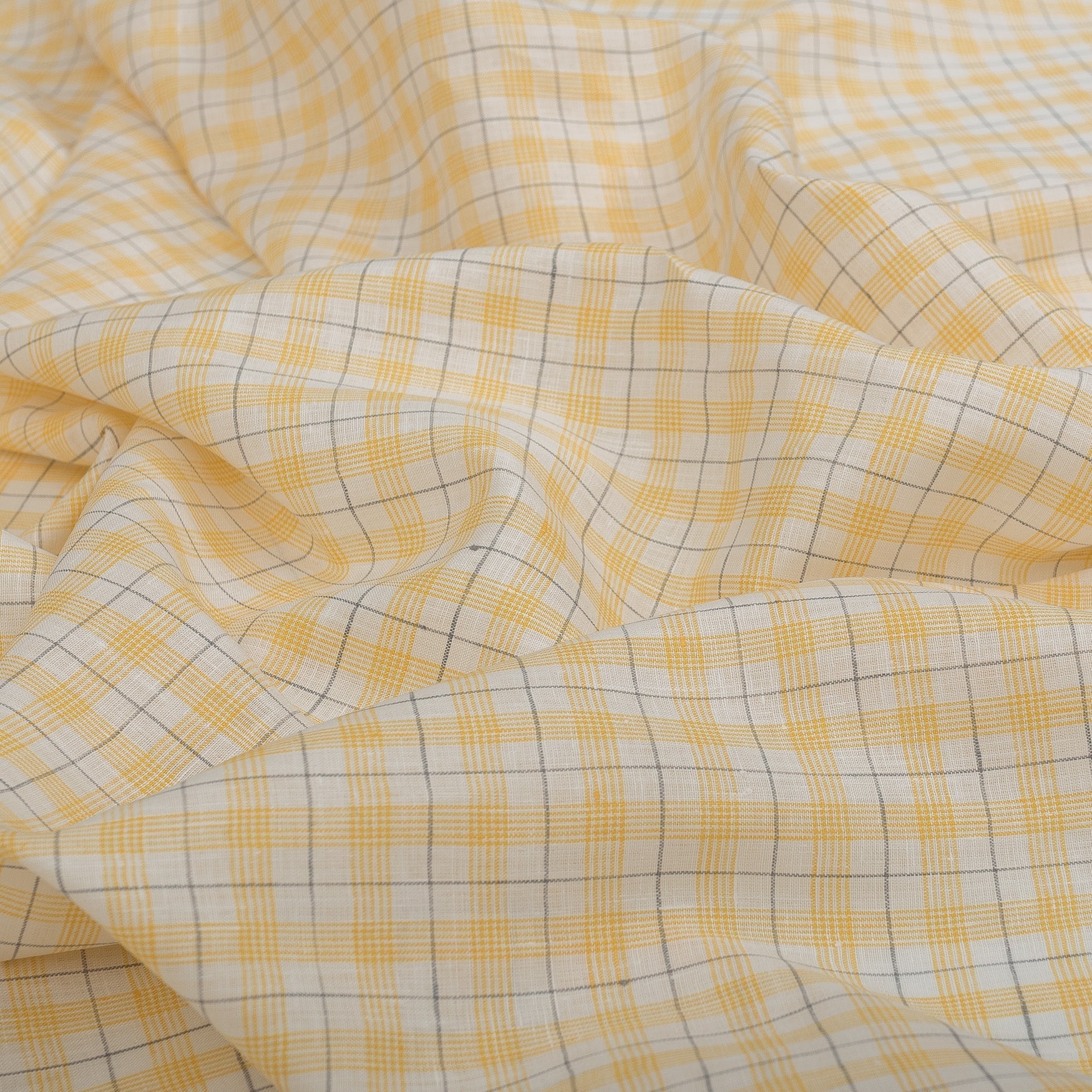 Daffodil Check 100% Linen Fabric
