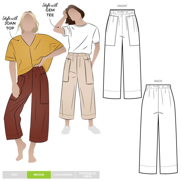 Darby Woven Pant Multi-Size Sewing Pattern - hard copy