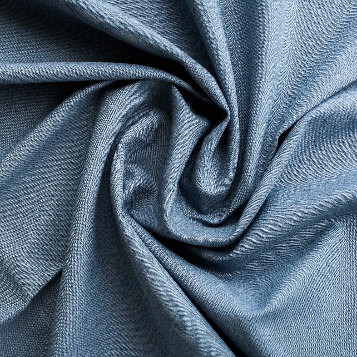 Denim Blue Sateen Linen Blend Fabric