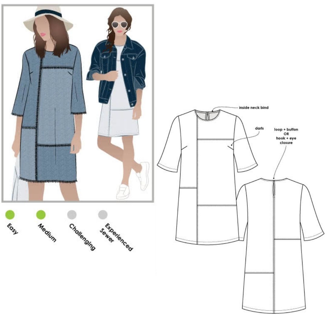 Jema Panel Dress Multi-Size Sewing Pattern - hard copy