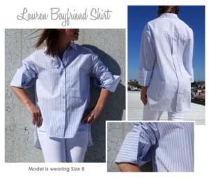 Lauren Boyfriend Shirt Multi-Size Sewing Pattern - hard copy