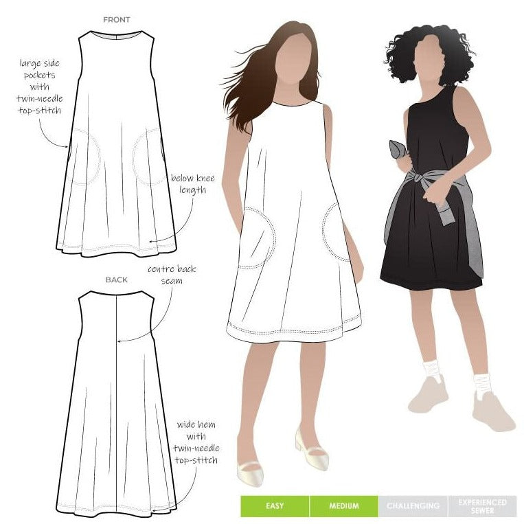 Lena Shift Dress Multi-Size Sewing Pattern - hard copy