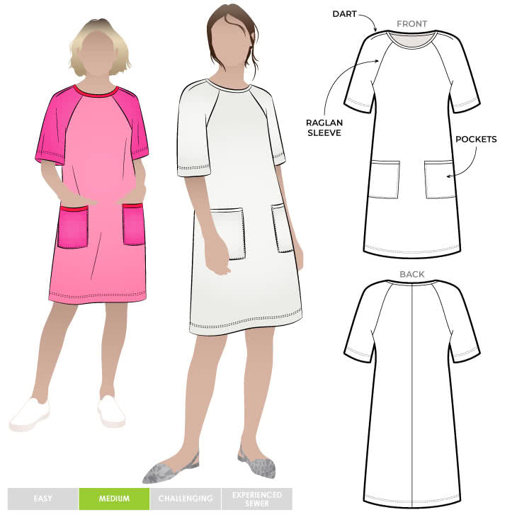 Mary Shift Dress Multi-Size Sewing Pattern - hard copy