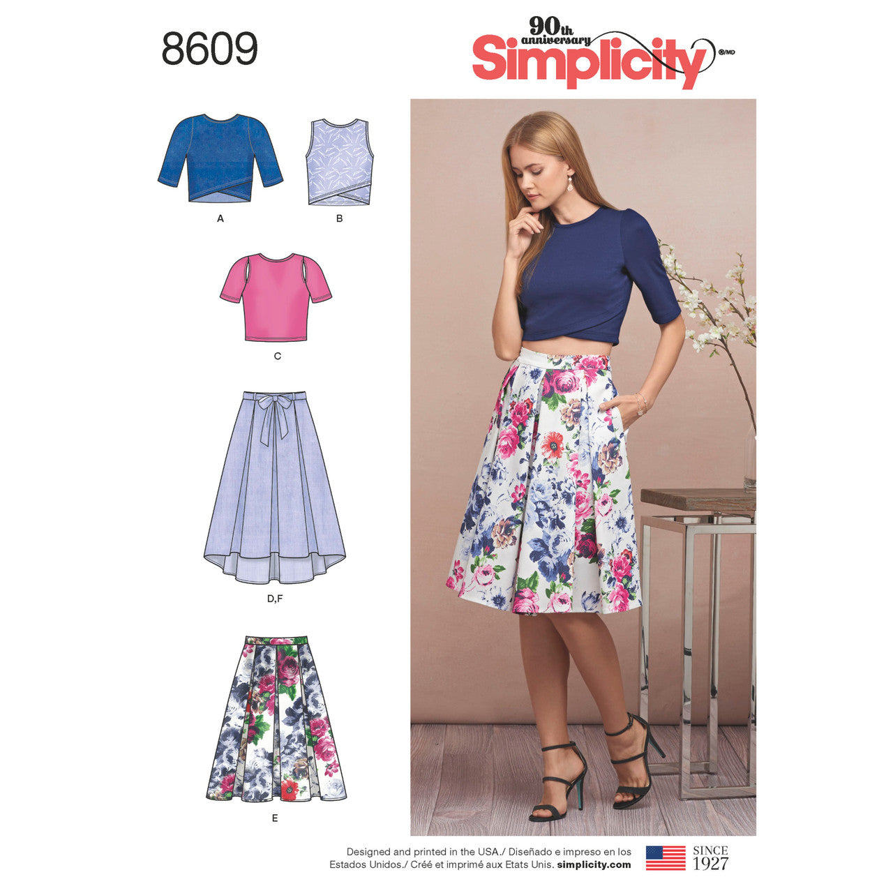 Misses' Skirts and Knit Tops S8609 Multi-Size Sewing Pattern