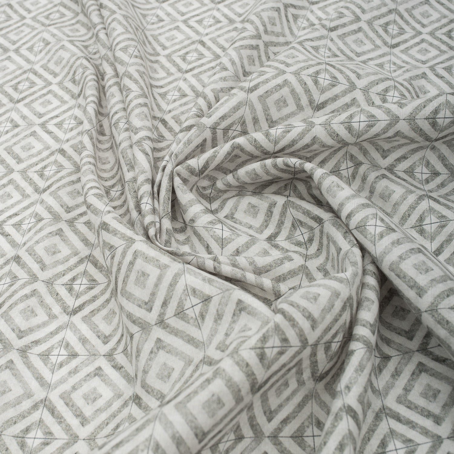 Misty Tile Linen Blend Fabric
