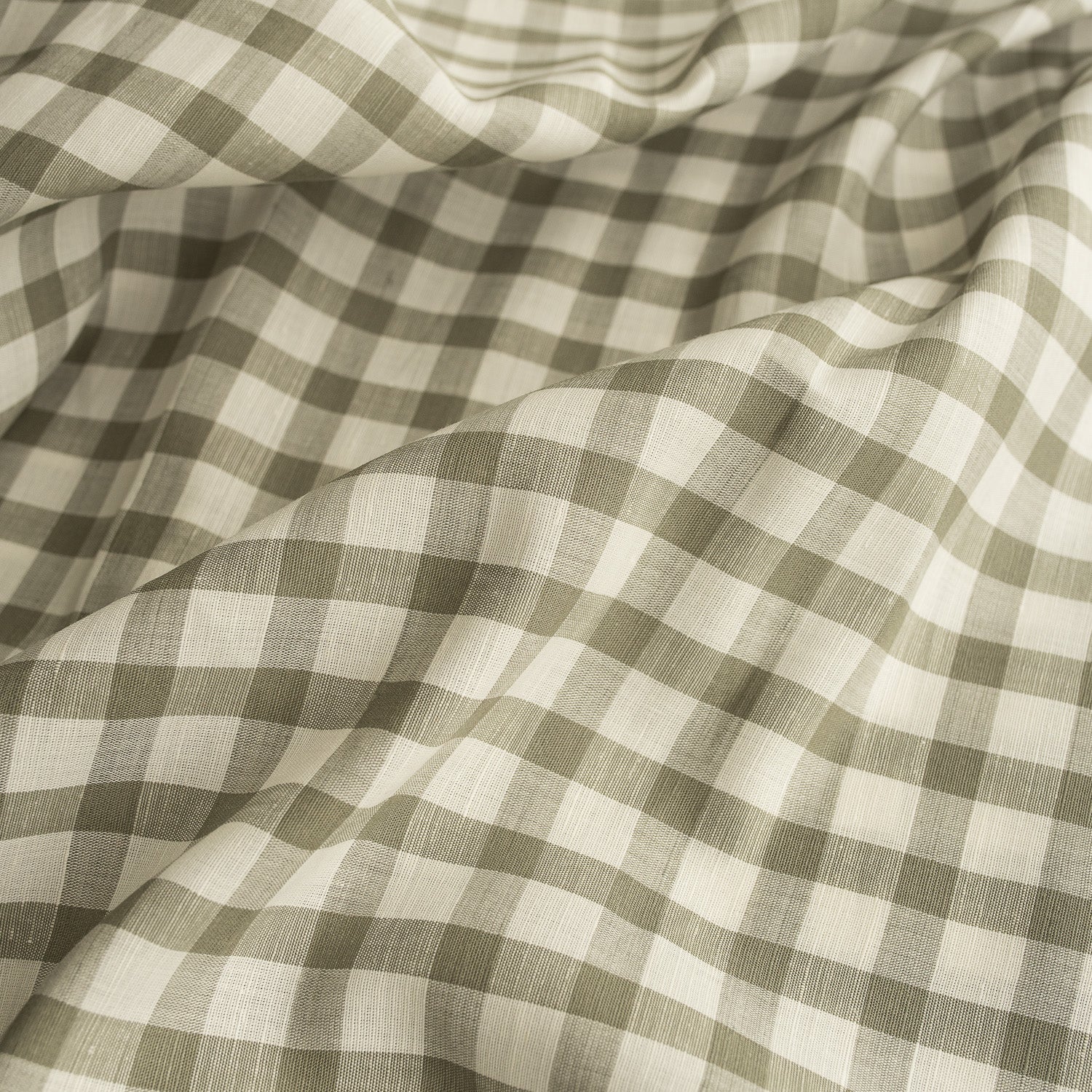 Olive Gingham Linen Blend Fabric