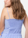 Chic Penny Teens swing dress or top sewing pattern featuring a shirred back panel, rouleau straps, and a faux button opening, designed for cotton, linen, and rayon fabrics