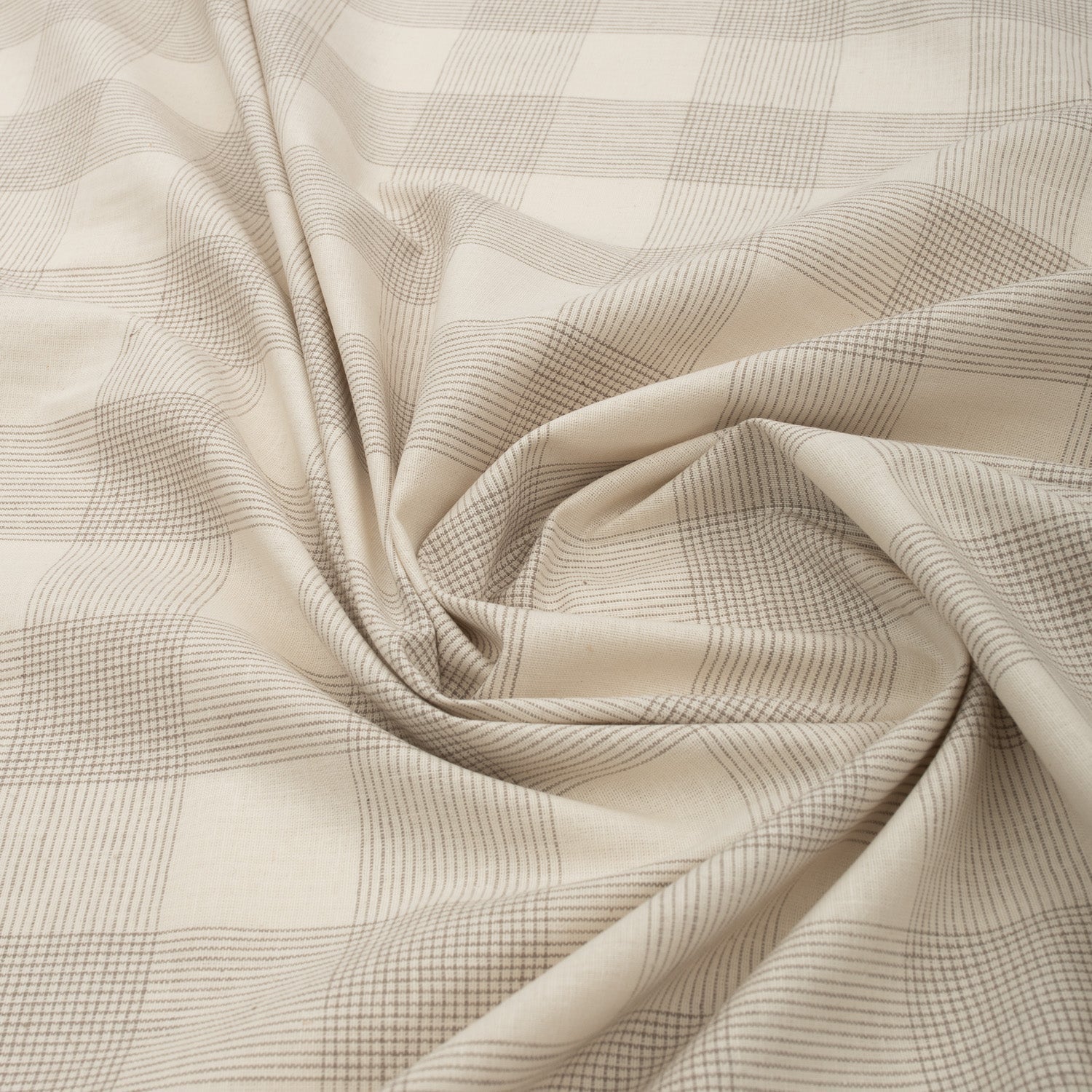 Sandy Plaid Linen Blend Fabric
