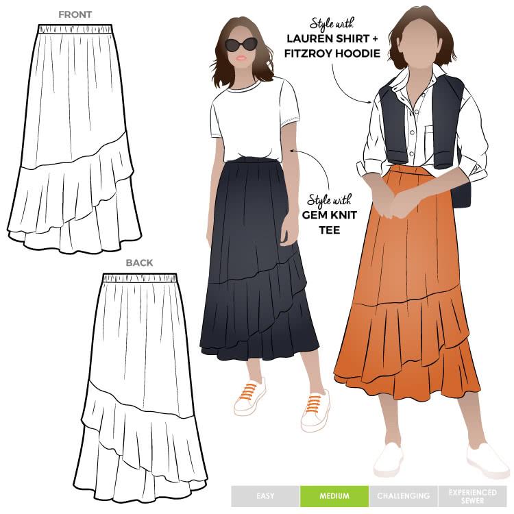 Sorrento Skirt Multi-Size Sewing Pattern - hard copy