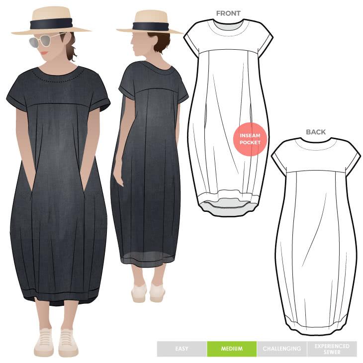 Sydney Designer Dress Multi-Size Sewing Pattern - hard copy