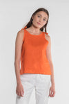 The Strapped Cami Top-Pure Linen Top-de Linum-XS-Bright Orange-de Linum