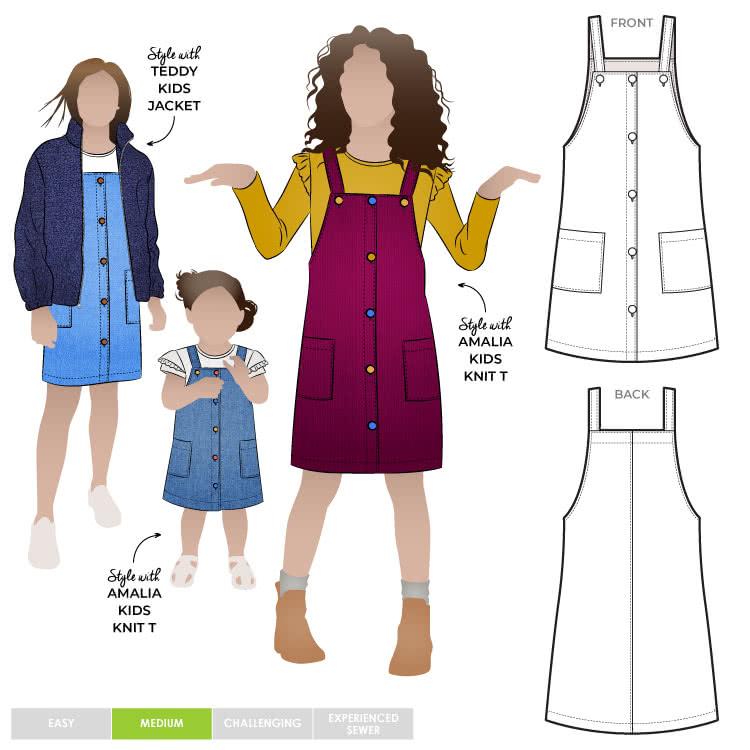 Zoe Kids Pinafore Multi-Size Sewing Pattern - hard copy